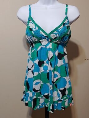 Esprit Blue Green White Geometric Tank Top